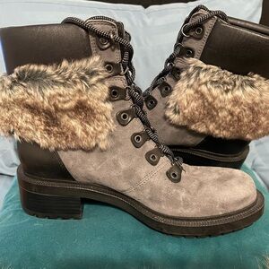 Botkier Gray Suede Leather Fur Boots